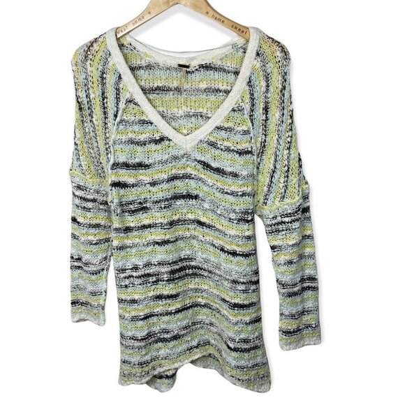 Free People‎ Marled Songbird Chunky Knit Pullover Sweater V-Neck Revolve Boho S - Picture 4 of 13